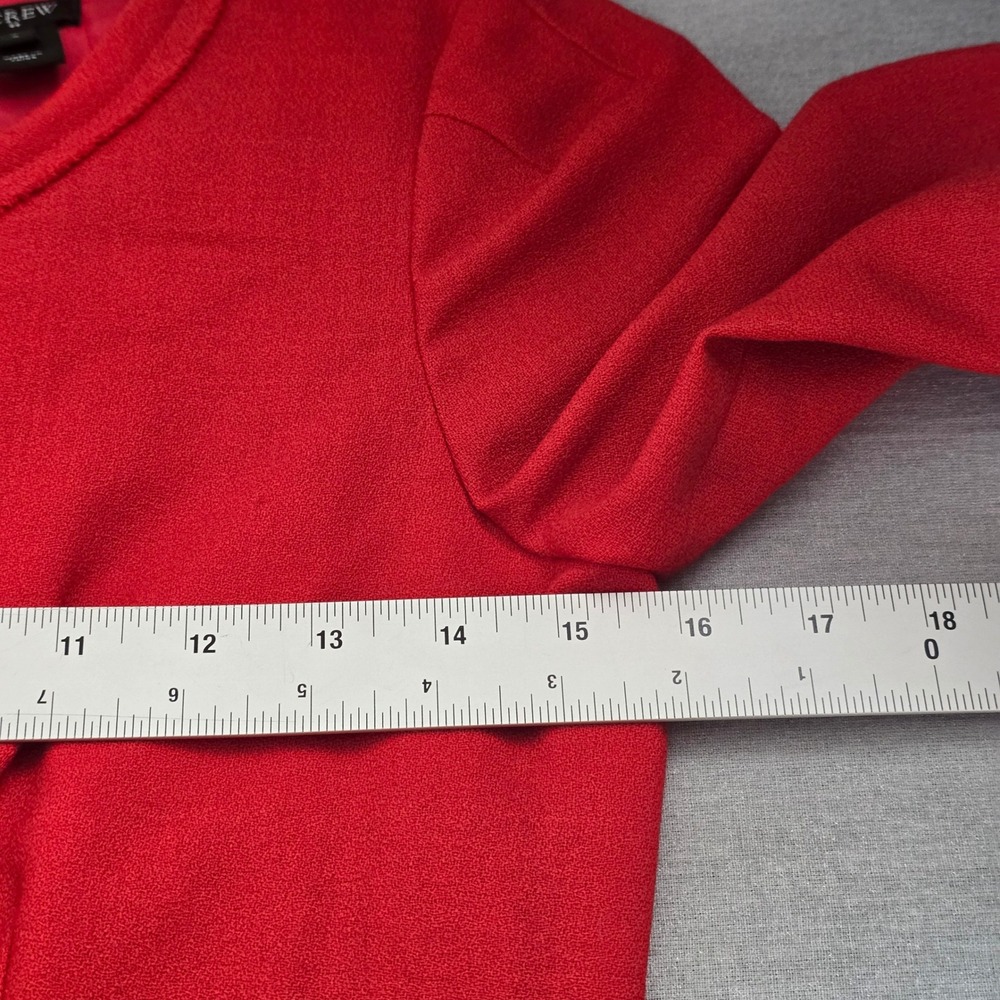 J.Crew Wool Blend Sheath Dress Womens 0 Red 3/4 Sleeve Textured Holiday Preppy - Picture 5 of 8